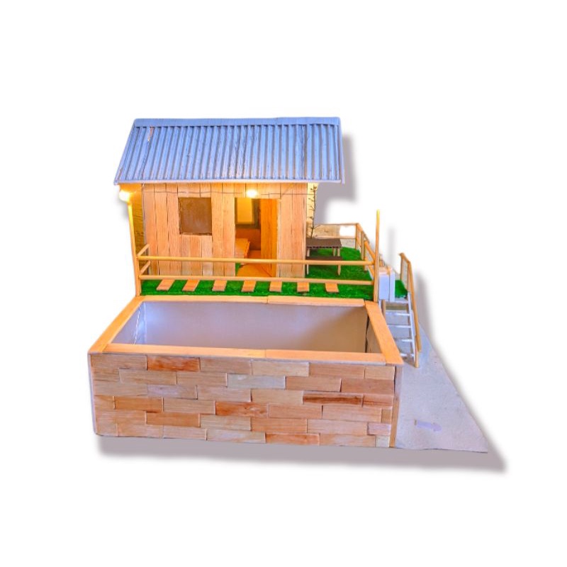 Miniatur rumah kolam ikan minimalis stik es krim