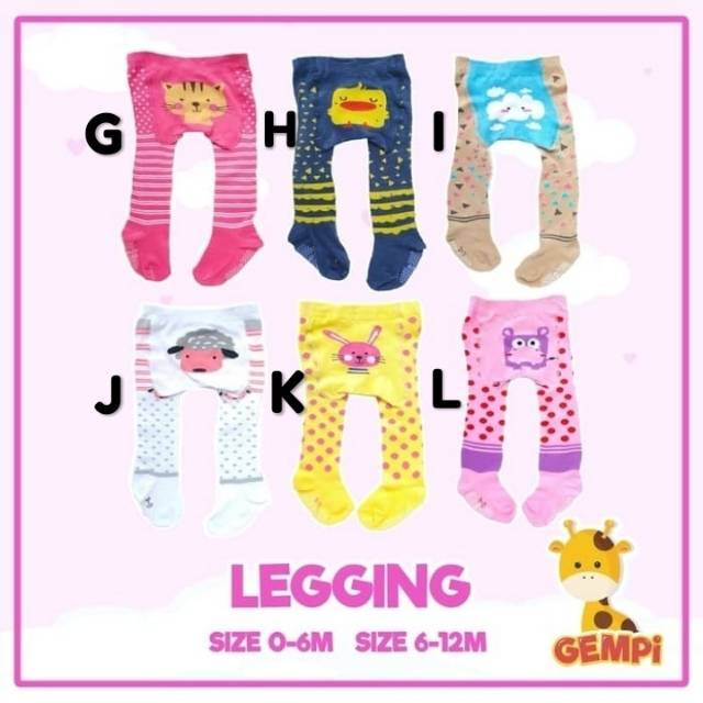 GEMPI Legging Bayi Anti Slip Kaki Tertutup Motif Girl / Cewek