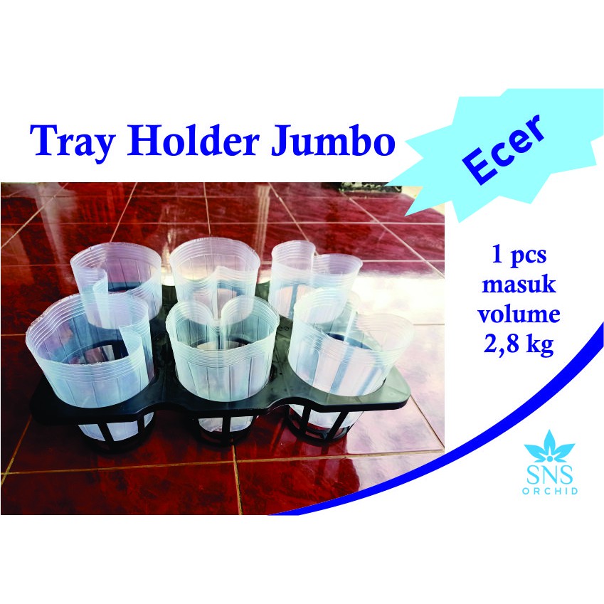 Tray Holder Jumbo 6 Lubang Tatakan Pot Fleksibel Anggrek Wadah Softpot Bunga