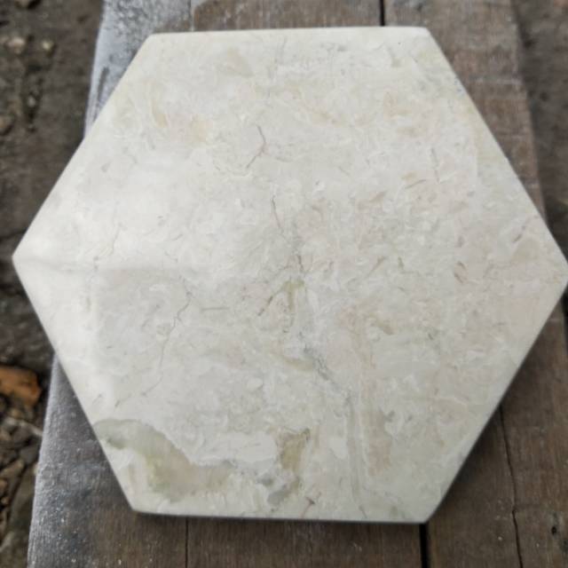 Coaster tatakan gelas hexagon marmer glossy