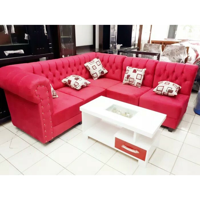 SOFA MINIMALIS L PUTUS KANCING MURAH