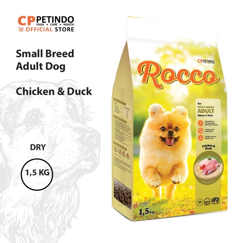 Rocco Adult Small Breed Chicken and Duck 1,5kg makanan Anjing Dryfood
