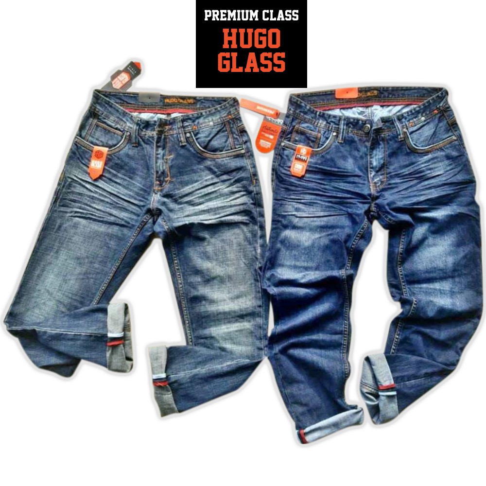 celana jeans salvedge hugo glass original premium jeans cowok murah berkualitas (celana fashion)