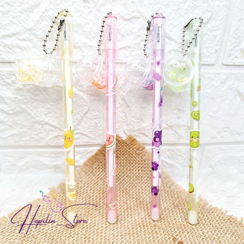 

Pulpen Gel Juice Buah Gantungan Gelas ECER 1 Biji / Bolpoin Fancy Fruit Gelas Boba / Ballpoint Gantungan