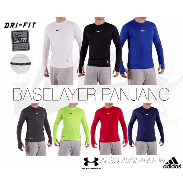 Kaos Olahraga Baselayer Lengan Panjang Pria