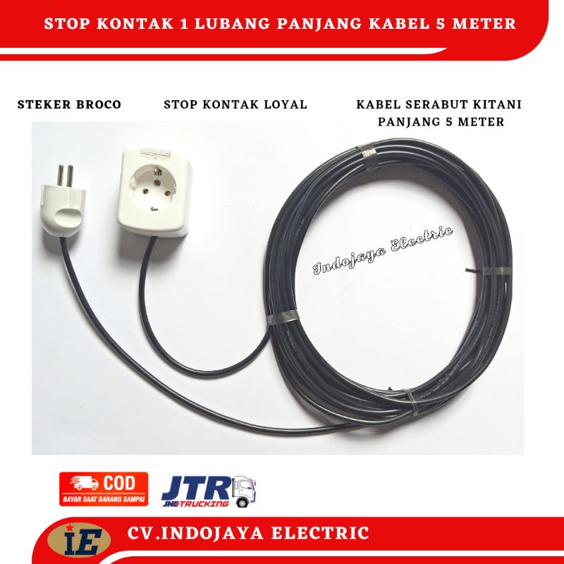 Stop Kontak 1 Lubang Dengan Kabel Panjang 5 meter