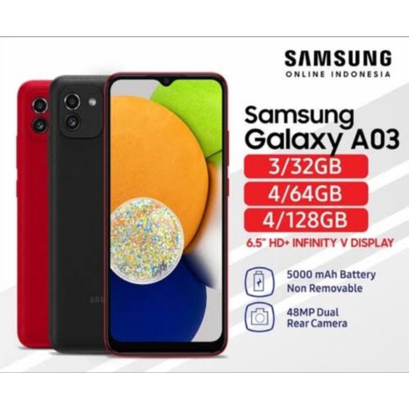 SAMSUNG A03 RAM 4GB 64GB BARU GARANSI RESMI SAMSUNG INDONESIA