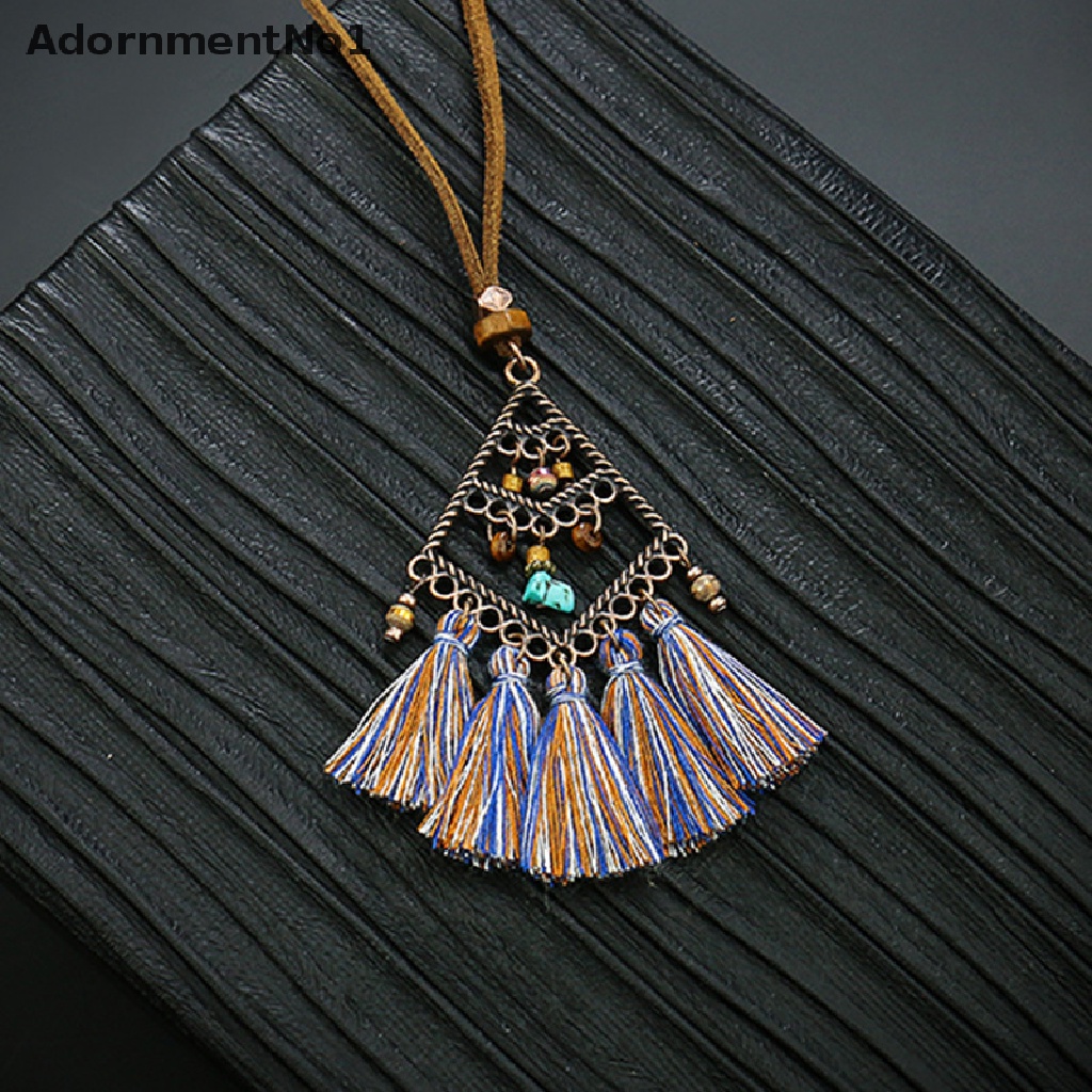 (AdornmentNo1) Kalung Choker Vintage Bohemia Aksen Rumbai Panjang Untuk Perhiasan Wanita