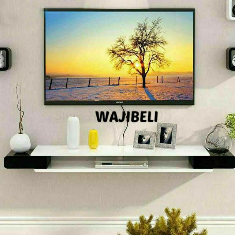 Model Rak Meja Tv Minimalis Kayu Palet Alumunium Besi Gantung Dinding Tembok Modern Tempel Pz