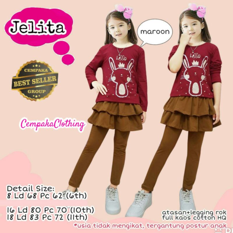 JELITA BY CEMPAKA CLOTHING||ATASAN+ LEGGING ROK FULL KAOS COTTON