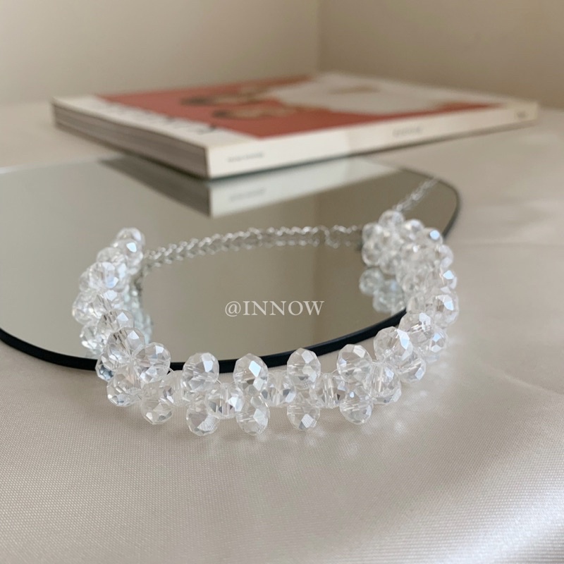 Kalung Pansy/ Crystal Necklace/ Choker/ Aksesoris/ Perhiasan/ Liontin/ Manik manik/ Bead Necklace/ Kalung Wanita/ Jewelry/ Korea Fashion/ Aesthetic/ Elegant/ Simple Necklace-2