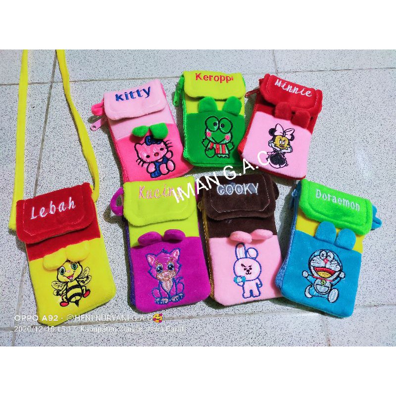 tas selempang hp/tas selempang anak karakter lucu/tas selempang hp anak