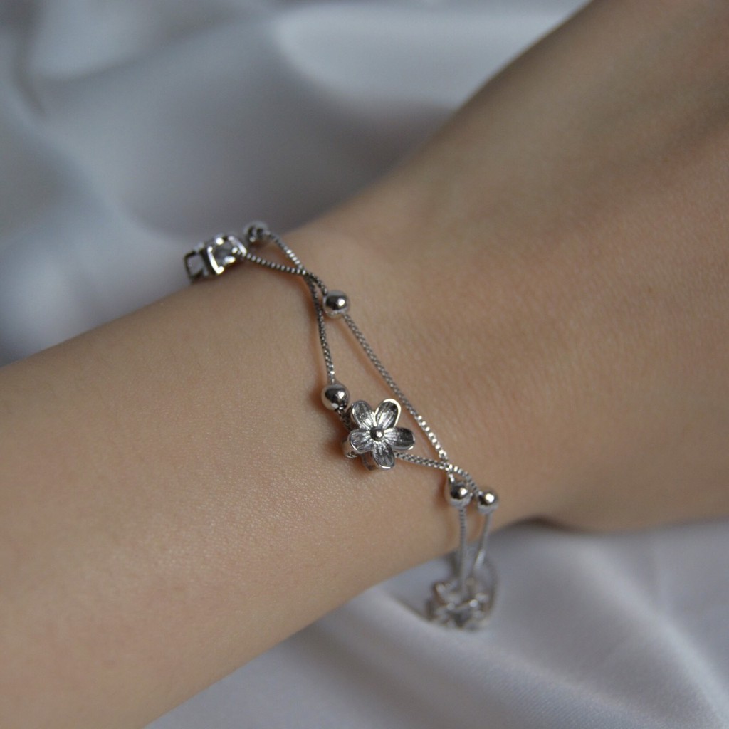 Flower Double Layer Bracelet / Gelang Titanium / Gelang Wanita / Gelang Anti Karat