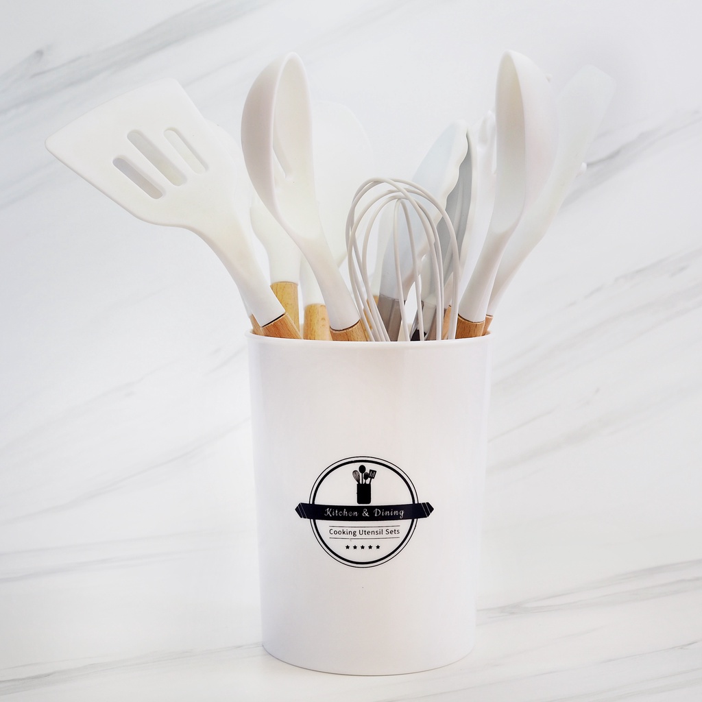 SPATULA SILICON/Silicon Spatula 12 Set Tahan Panas Spatula Sutil Silikon WHITECOLOUR