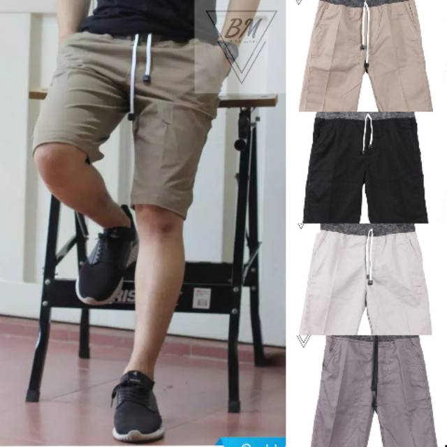 BIG SIZE Celana Chino Pendek Pria mick pinggang karet BIG SIZE Celana Chino Pendek Pria mick pinggang karet