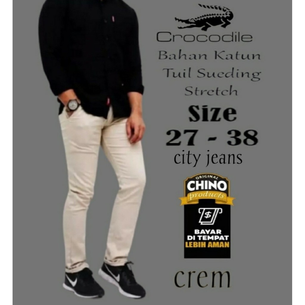 CELANA CHINO Panjang pria Slimfit KERJAHARIAN Santai Casual Formal Hitam Abu Cream Mocca Size 27-38