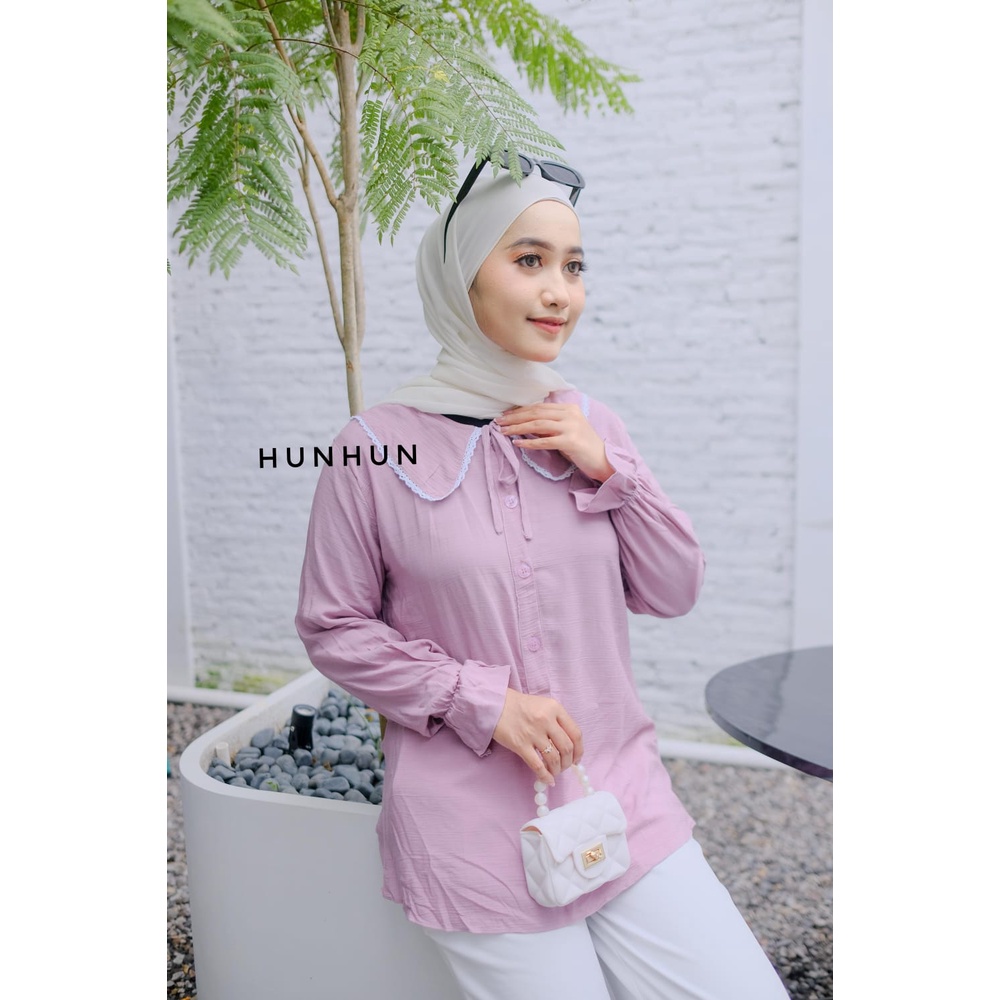 Madania Blouse Kemeja Blouse Crincle Import Renda Blouse Tangan Lonceng Pusatgrosir_solo