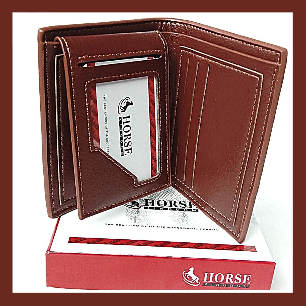 Promo Dompet Kulit Pria Import Horse Imperial Model Lipat Pendek Leather Kulit Premium Cokelat