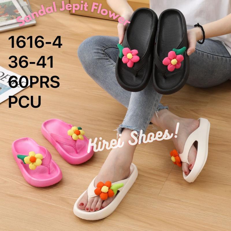 Sandal Jepit Wanita Kekininan Motif Bunga Jelly Wedges Slop Import Korea Terbaru Balance Viral Bisa 