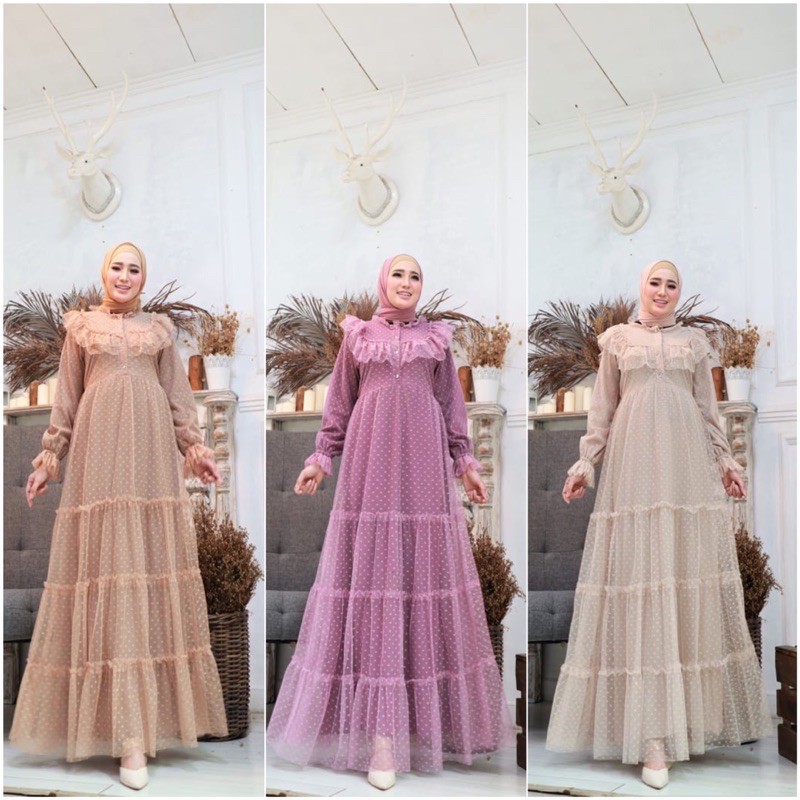 Terbaru Termurah Terlaris Dress Adila Tile dot Wolfish Kaureen