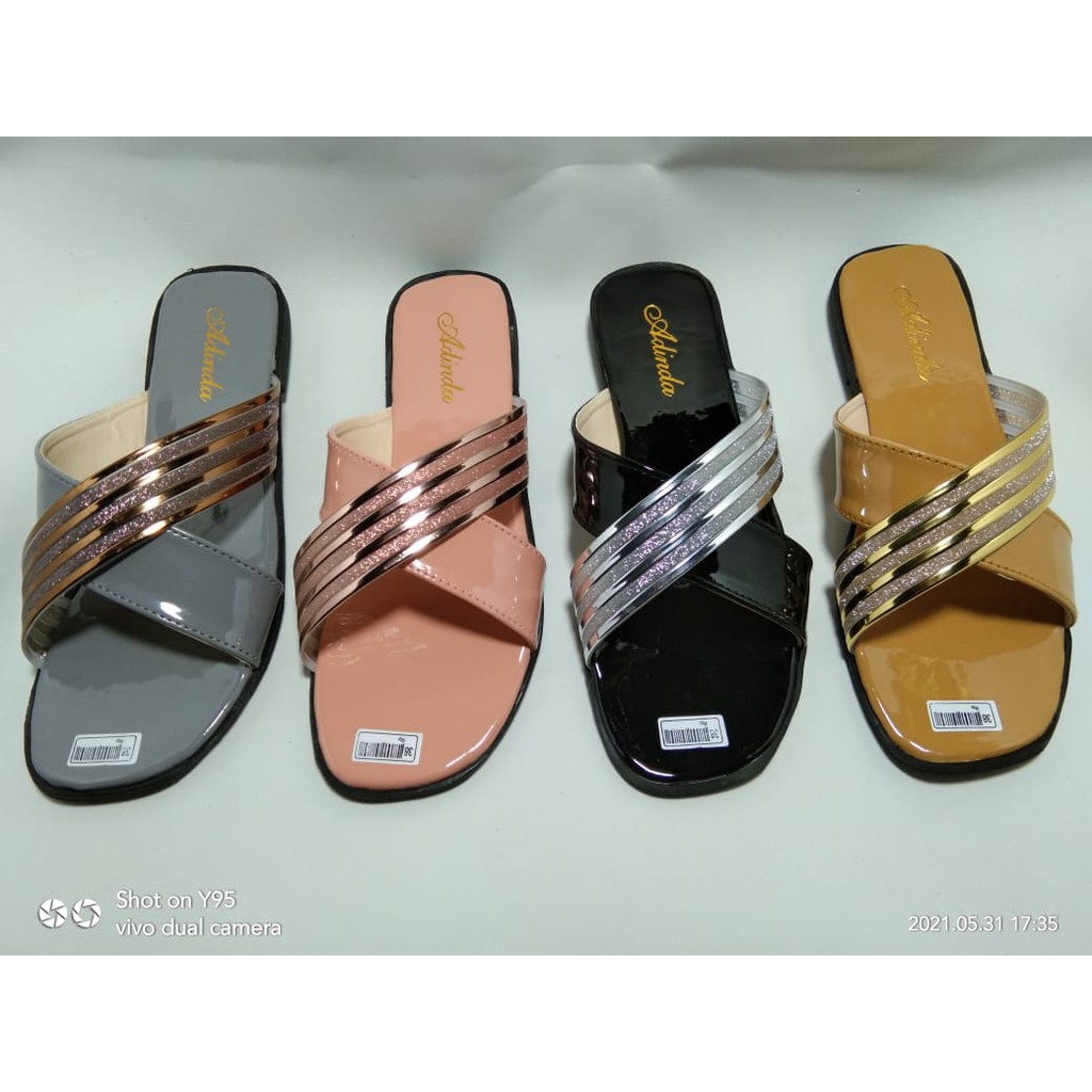 SANDAL TEPLEK ADINDA MOTIF JELLY SILANG TERBARU