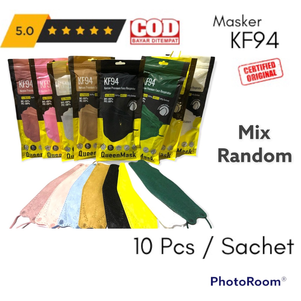 Isi 10 Pcs QUEEN Mask KF94 Masker Disposable Face QUEENMASK Earloop 3D Korean Mask KF 94 Mirip MOUSO