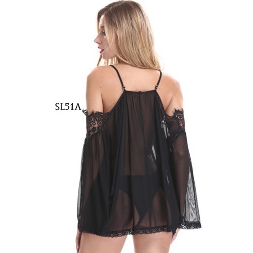 [READY STOCK] SABRINA SEXY BAJU TIDUR TRANSPARAN LINGERIE SEKSI HITAM SL51A