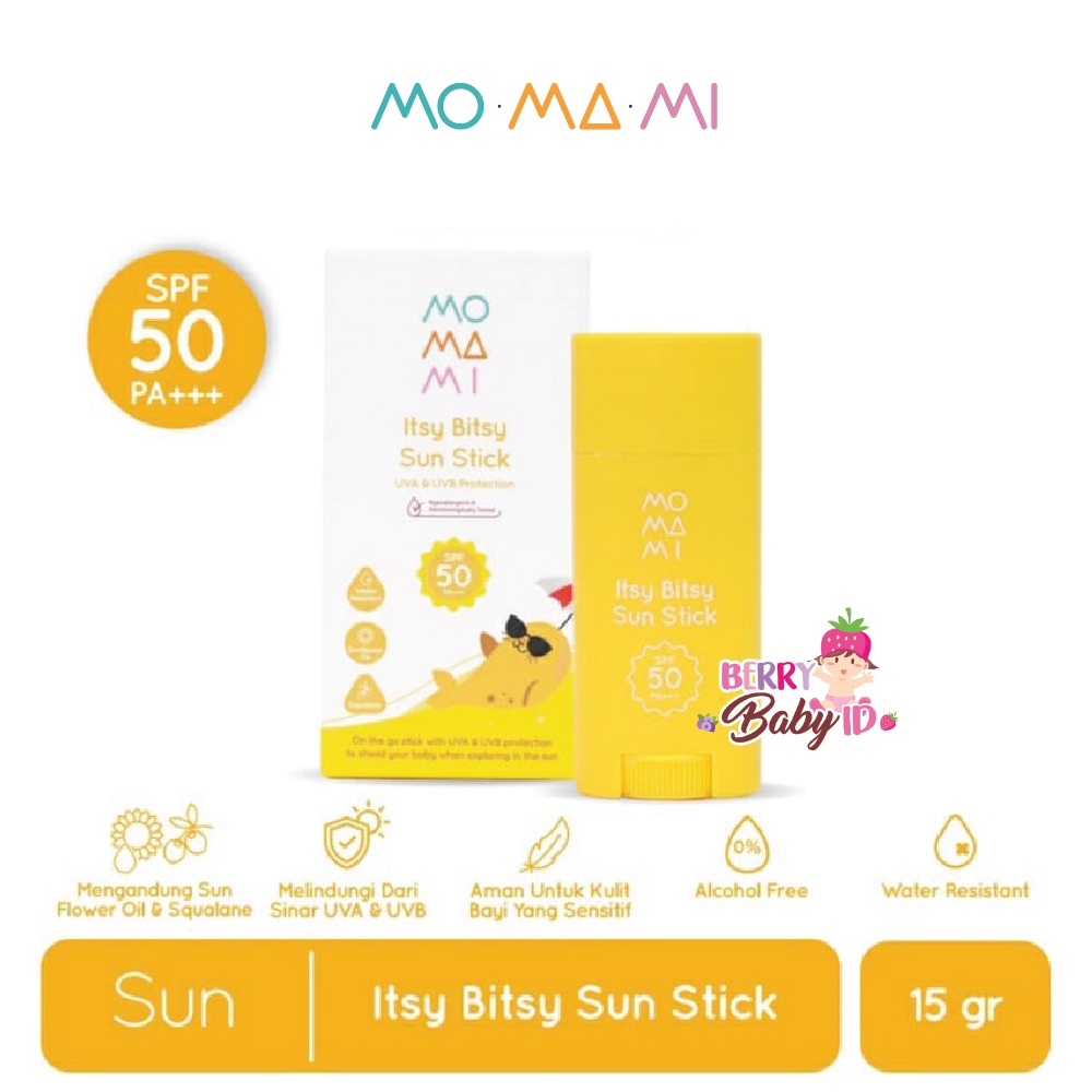 Momami Itsy Bitsy Sun Stick SPF 50 Sunscreen Stik Bayi Anak Sunblock Berry Mart