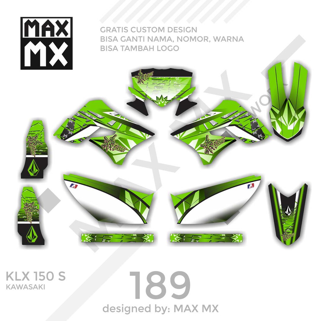 MX-01189 decal klx 150 hijau putih motif diamond