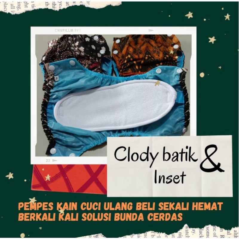 DIAPER KAIN / CLODI MURAH / POPOK KAIN MURAH model celana inner menyatu dengan celana/ paket hemat 3 pcs