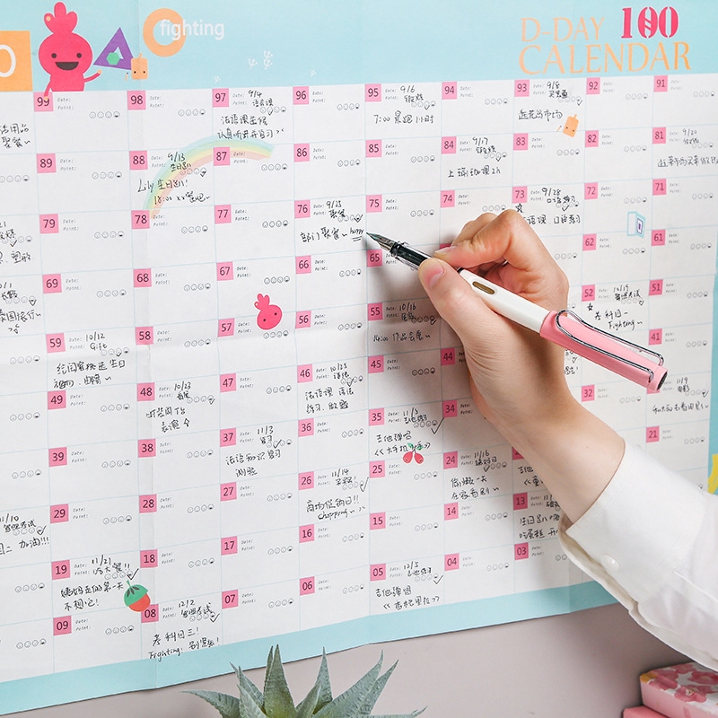 100 Days Target Table Schedule Calendar Work Learning Stationery High Planner Agenda Organizer