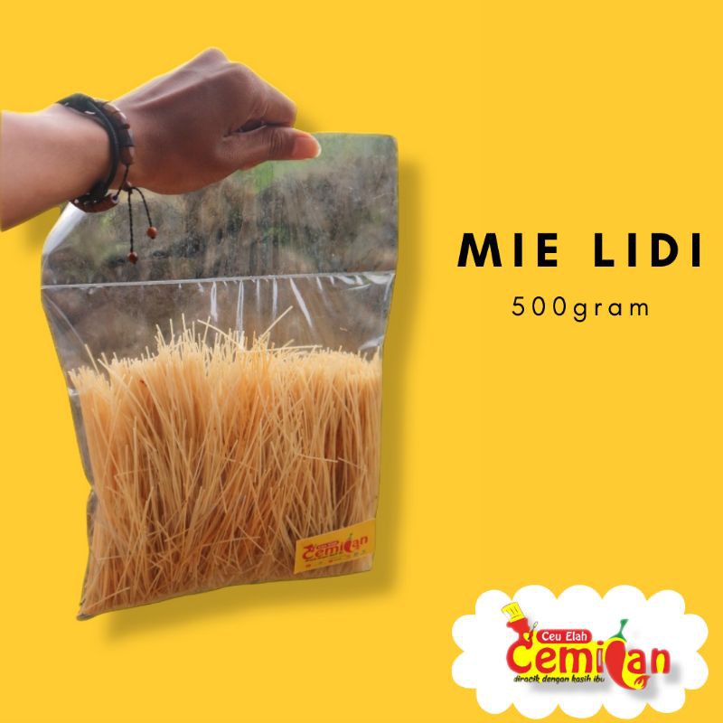 

Mie lidi pedas/gurih/dll kemasan 500gram cemilan ceu elah