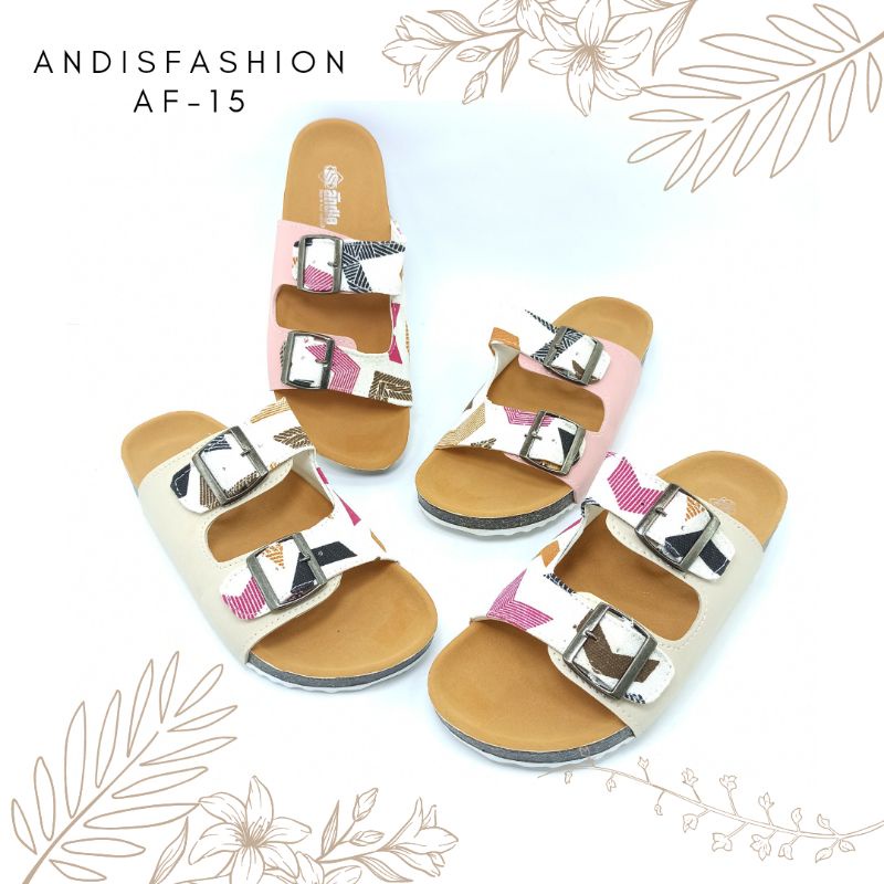 Sandal Selop Wanita Sendal Birken Slop Gesper Andis AF15