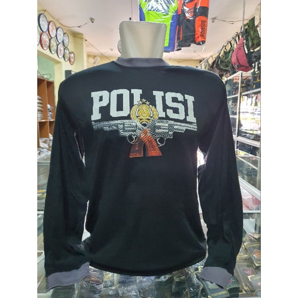 Kaos Bantalan POLISI | Kaos penembak POLISI HITAM lengan panjang | Kaos POLISI