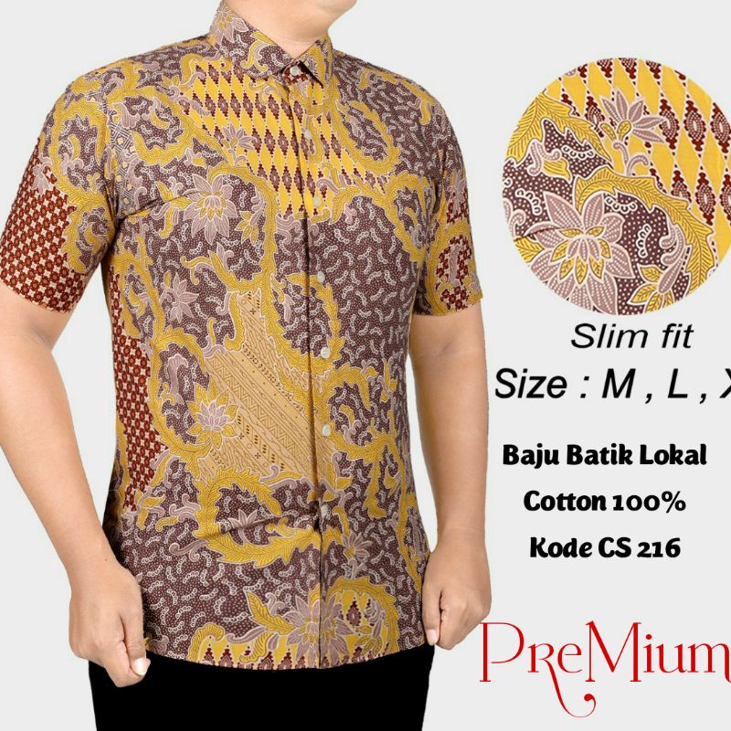 CBS 725 HEM KEMEJA BATIK PRIA SLIM FIT LENGAN PENDEK COLIN DION-CS 216