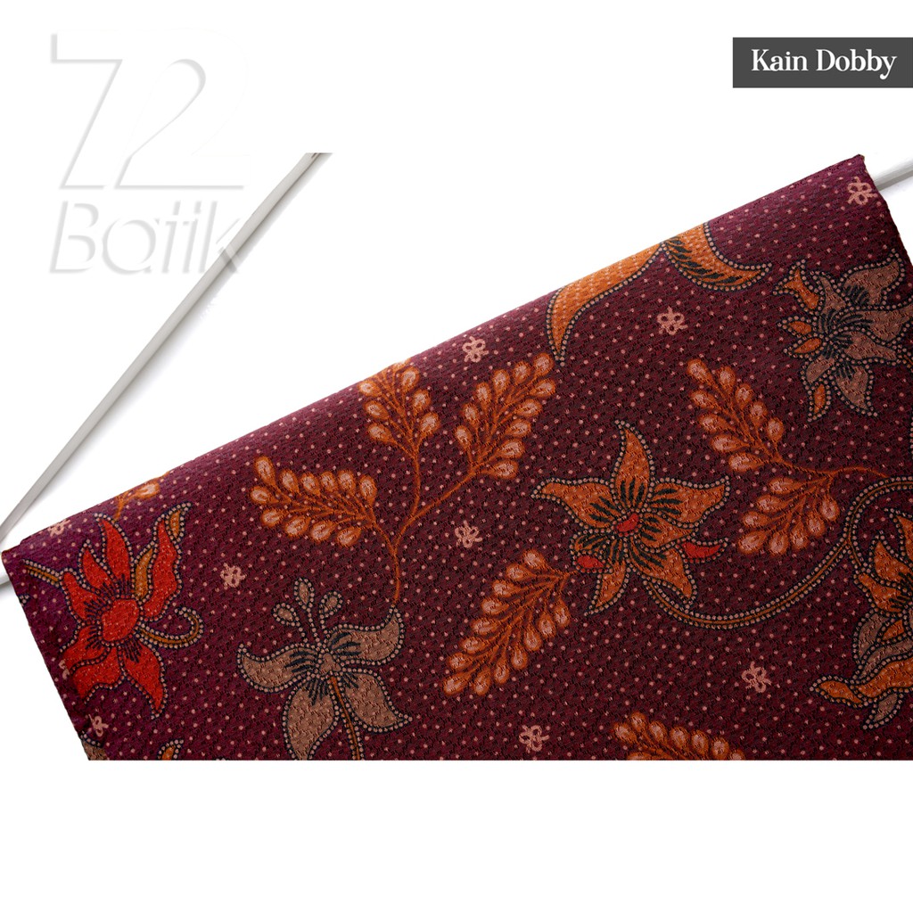 KAIN BATIK PREMIUM Dobby Motif Kembang Warna Merah Maroon Marun Maron Orange Oranye 726698 Cap 72 Jarik Jarit Samping Kebat Panjang Batik Dobby Modern Premium Bahan Seragam Batik Pernikahan Kantor Keluarga Murah Kamen Jadi Batik Bali Lembaran