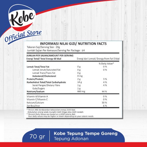 

Ds11 Kobe Tepung Tempe Goreng Kriuk 70Gr G6B040B1