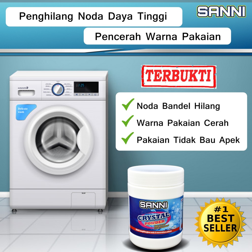 Penghilang Noda Pakaian SANNI CRYSTAL POWDER Pembersih Noda Pakaian 500gr Konsentrat