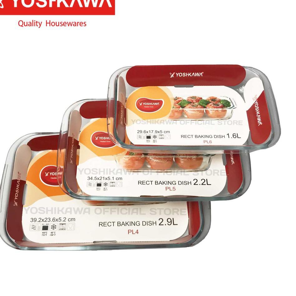 L9v Yoshikawa Loyang Kaca Tahan Panas 1 6 L Loyang Kaca Microwave Loyang Kaca Segi Baking Tray Evl Shopee Indonesia