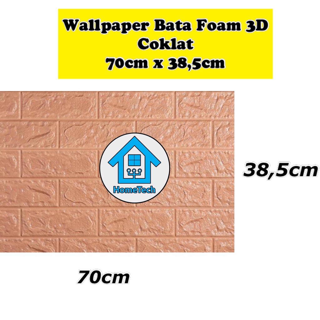 HT Wallpaper Sticker Foam Bata 3D Coklat Premium Wall Paper Stiker Dinding-70cm x 38,5cm