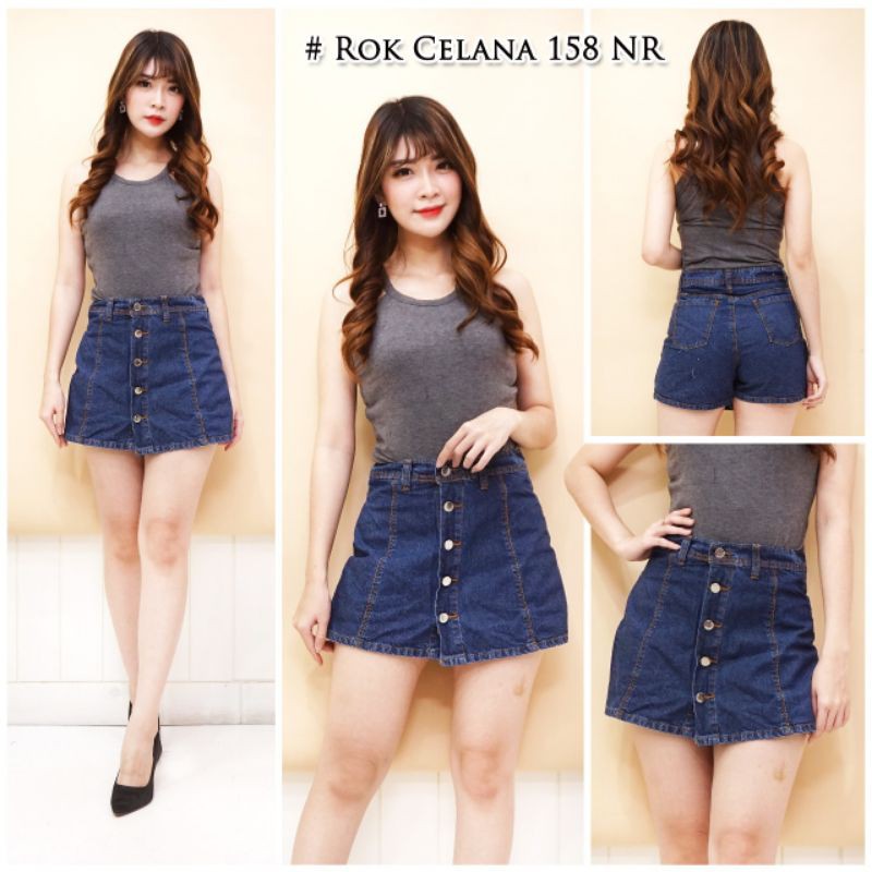 ROK CELANA JEANS PENDEK SEXY SUMMER KANCING5 BAHAN JEANS NON STRETCH/TIDAK MELAR UKURAN 27-30