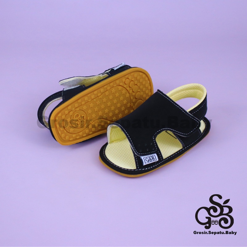 sandal bayi sepatu bayi sendal bayi laki laki perempuan prewalker bayi  umur 2 - 12 bulan model casual S01 polos HITAM ringan  fleksibel &amp; Anti Slip