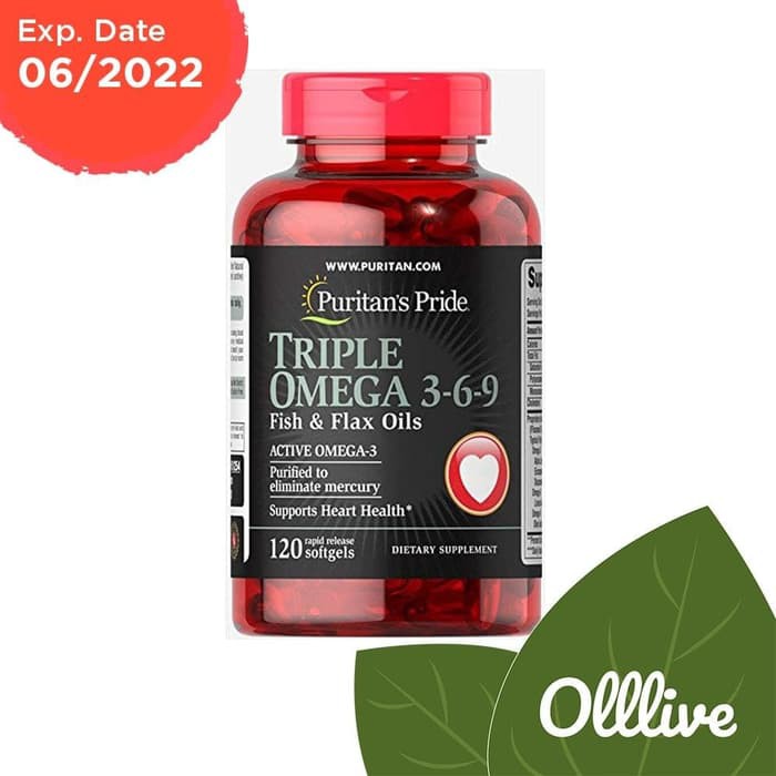 Puritan Pride Triple Omega 369 Fish & Flax Oils |120 Softgels USA omg