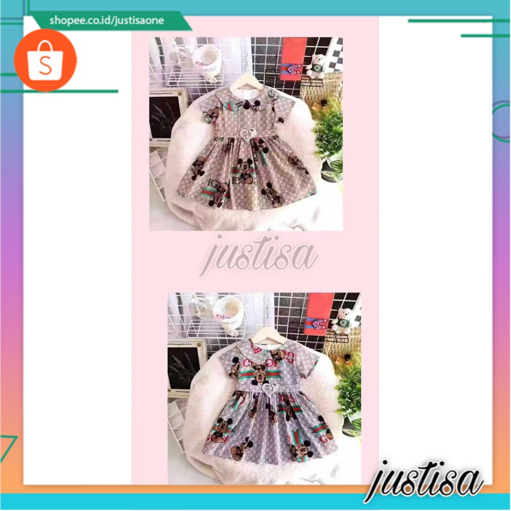 Promo !! Dress anak perempuan cute - LS dress mickey gucci fashion hits import sz uk 3-5th