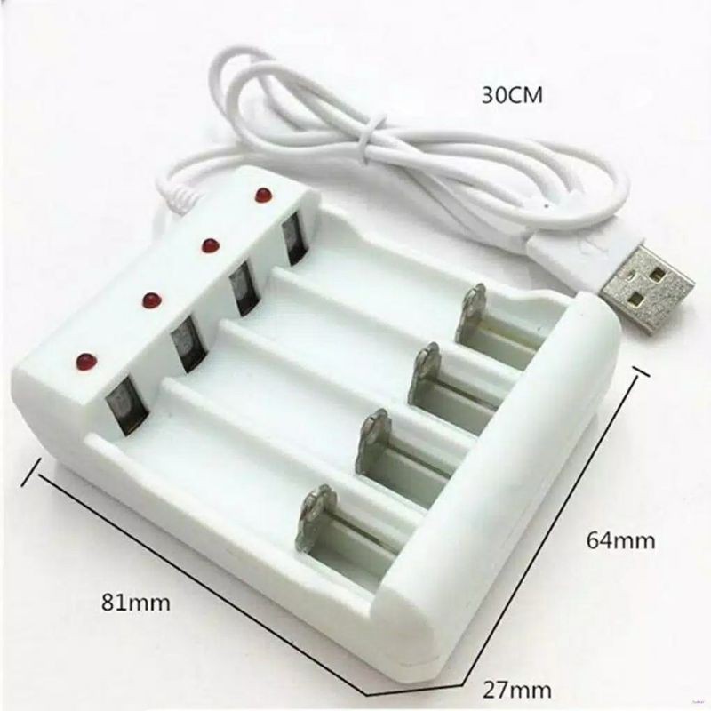 Charger Baterai 4 Slot Dengan Perlindungan Sirkuit DC5V 1A 1.2V AAA / AA Rechargeable