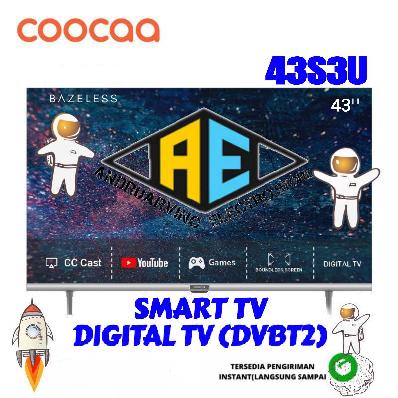 COOCAA 43 inch Digital TV Smart TV  COOCAA 43S3U Garansi resmi Coocaa 3 Tahun