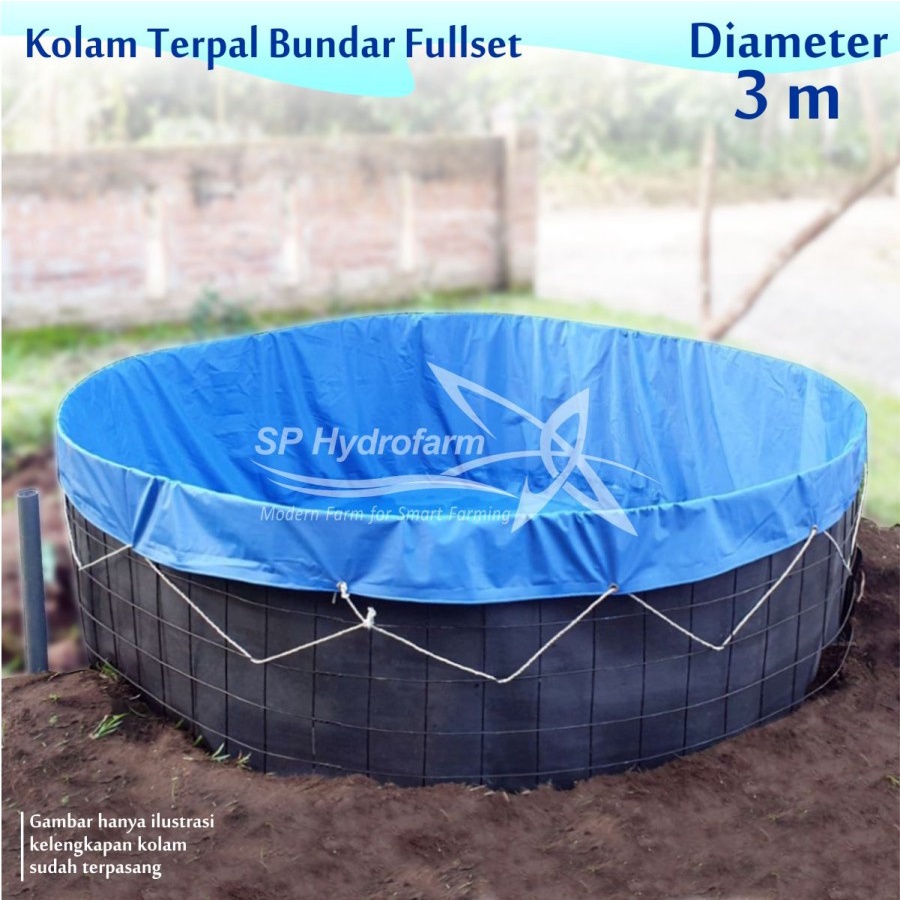 Kolam Terpal Bulat Bundar FULLSET Diameter 3 m Tinggi 90 cm