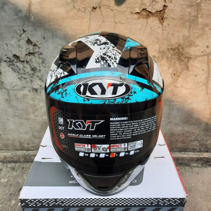 HELM KYT R10 Seri 3 AQUA BLUE - Original Full Face R-10 #3 Visor darksmoke Single Visor