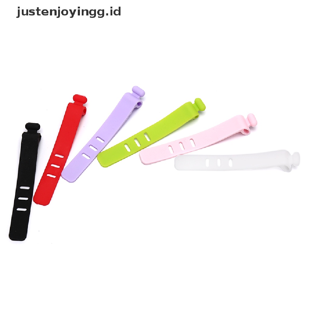 // justenjoyingg.id // Silicone Data Cable Organizer Headphone Cord Finishing Buckle Wrap Tie Strap ~