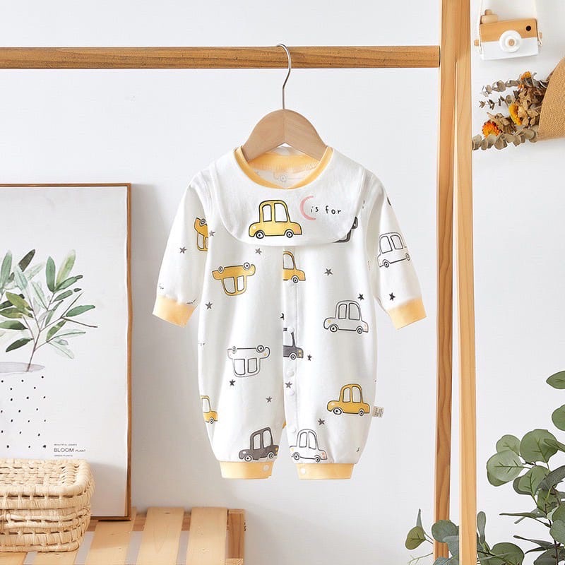 LID9049 - 2in1 Sleepsuit + Sleber Romper Baby Lengan Panjang